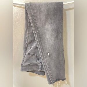 SPANX Distressed Ankle Skinny Vintage Grey Wash Raw Hem